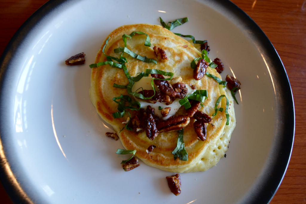 Pancake with Basil and Pecans for brunch